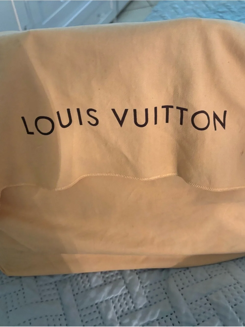 Louis Vuitton Cream Vernis Alma Satchel with Gold Hardware